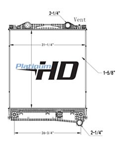 Peterbilt-Kenworth Plastic / Aluminum Radiator (With Oil Cooler)